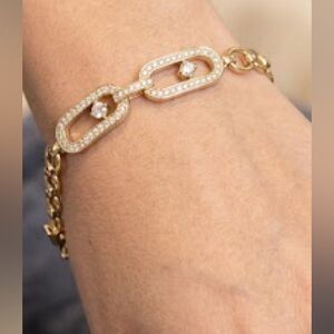 Stunning 18k Gold Over Brass CZ Move Link Bracelet ✨